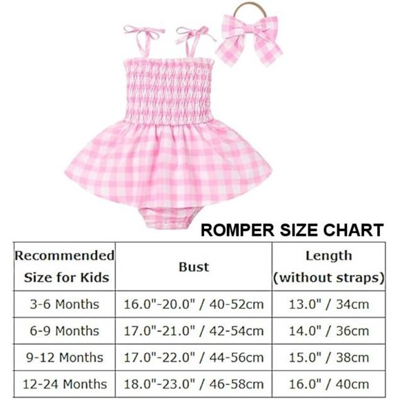 NWT Adorable Barbie Costume Movie Pink Gingham Plaid Baby Romper & Girls… - Picture 5 of 16